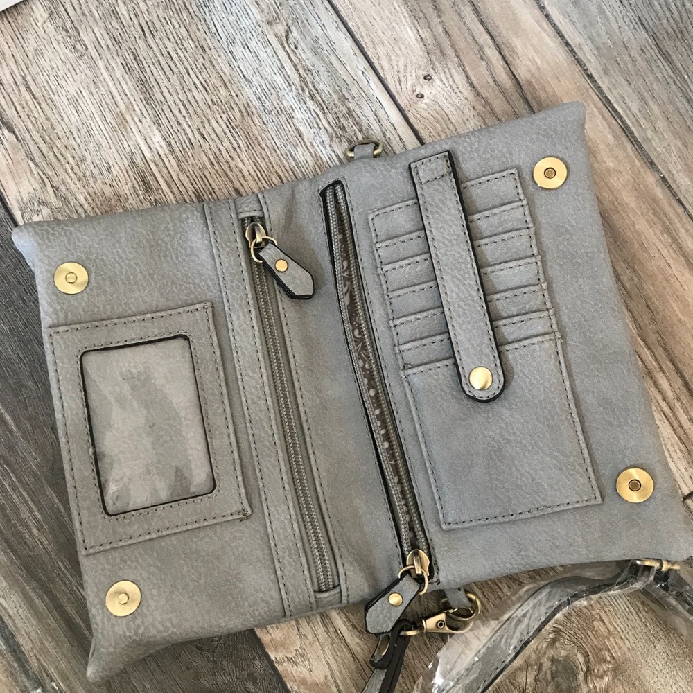 Gray Joy Susan clutch/wristlet